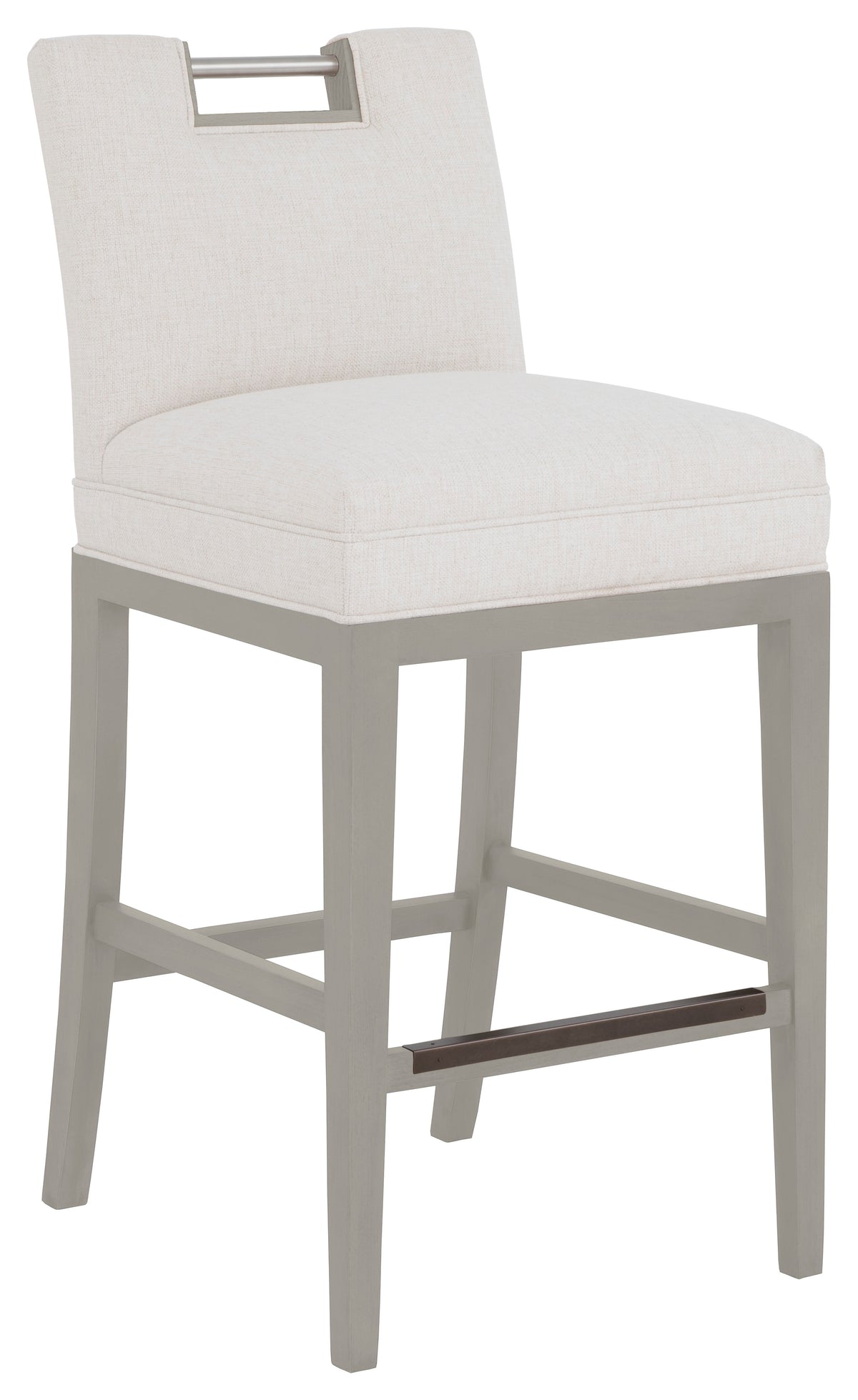 Nickel Metal Pull Short Back Leather Bar Stool (L-1260-07-S) - Fairfield Chair