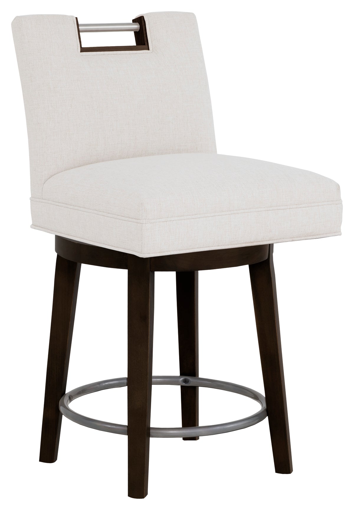 Nickel Metal Pull Short Back Leather Swivel Counter Stool (L-1260-C8-T) - Fairfield Chair