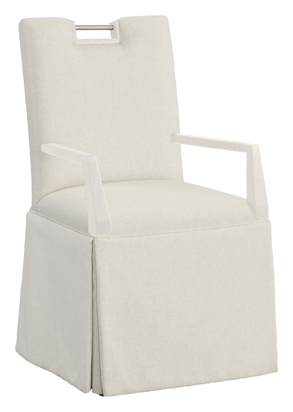 Nickel Metal Pull Back Skirted Arm Chair (1261-04-L) - Fairfield Chair
