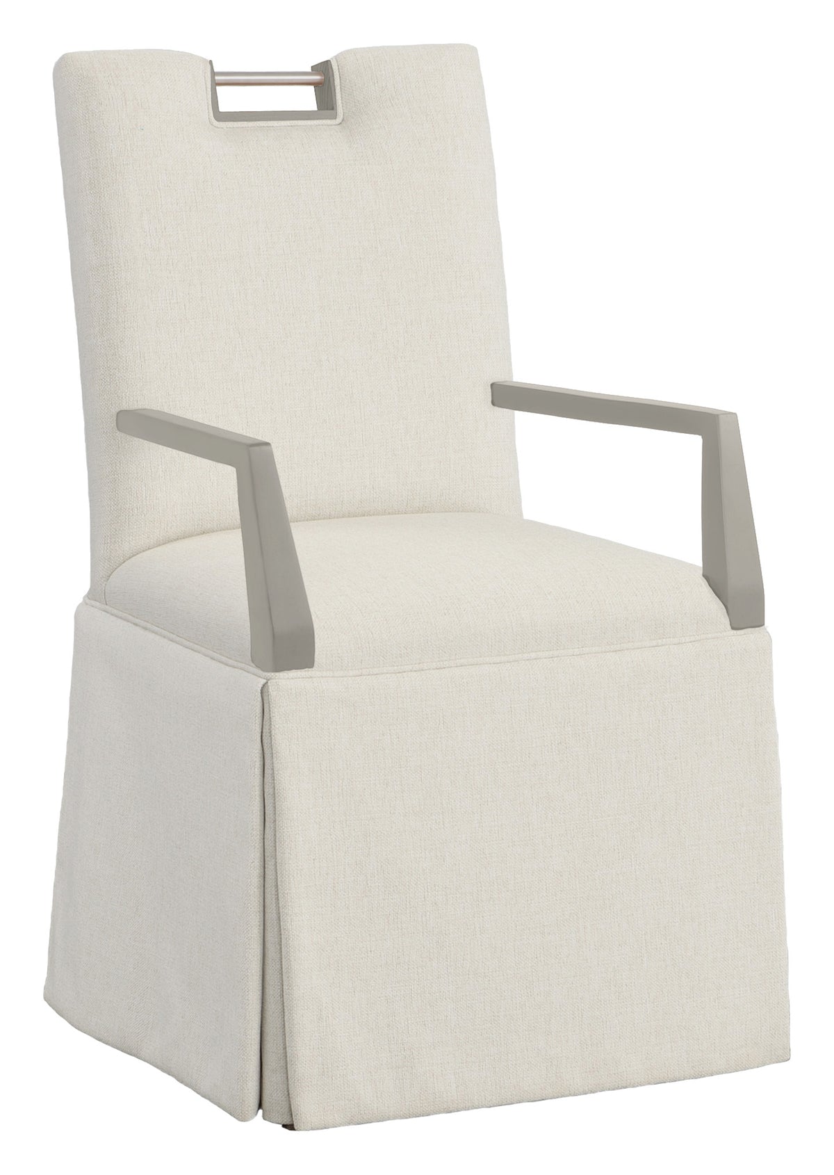 Nickel Metal Pull Back Skirted Arm Chair (1261-04-S) - Fairfield Chair