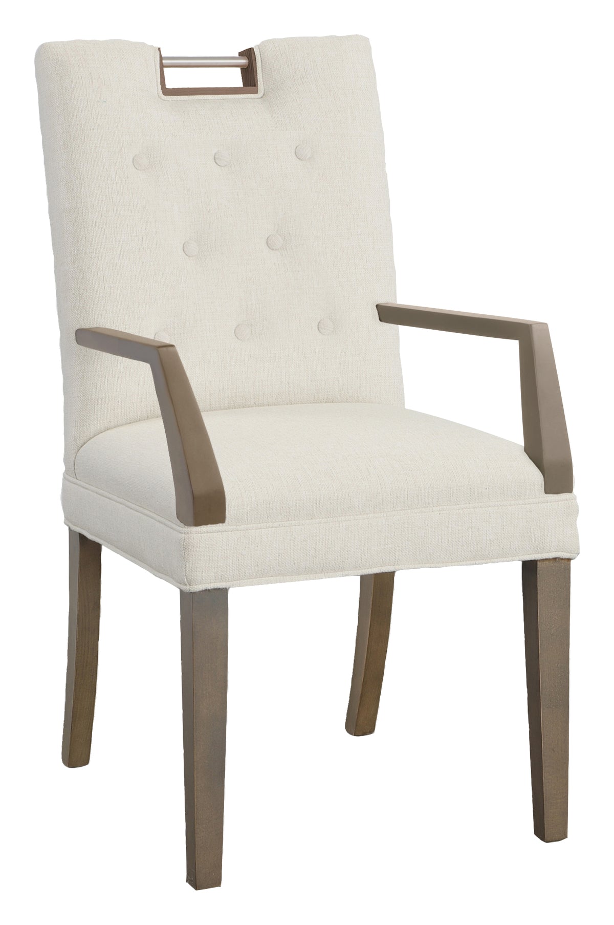 Nickel Metal Pull Short Button Back Leather Arm Chair (L-1262-04-M) - Fairfield Chair