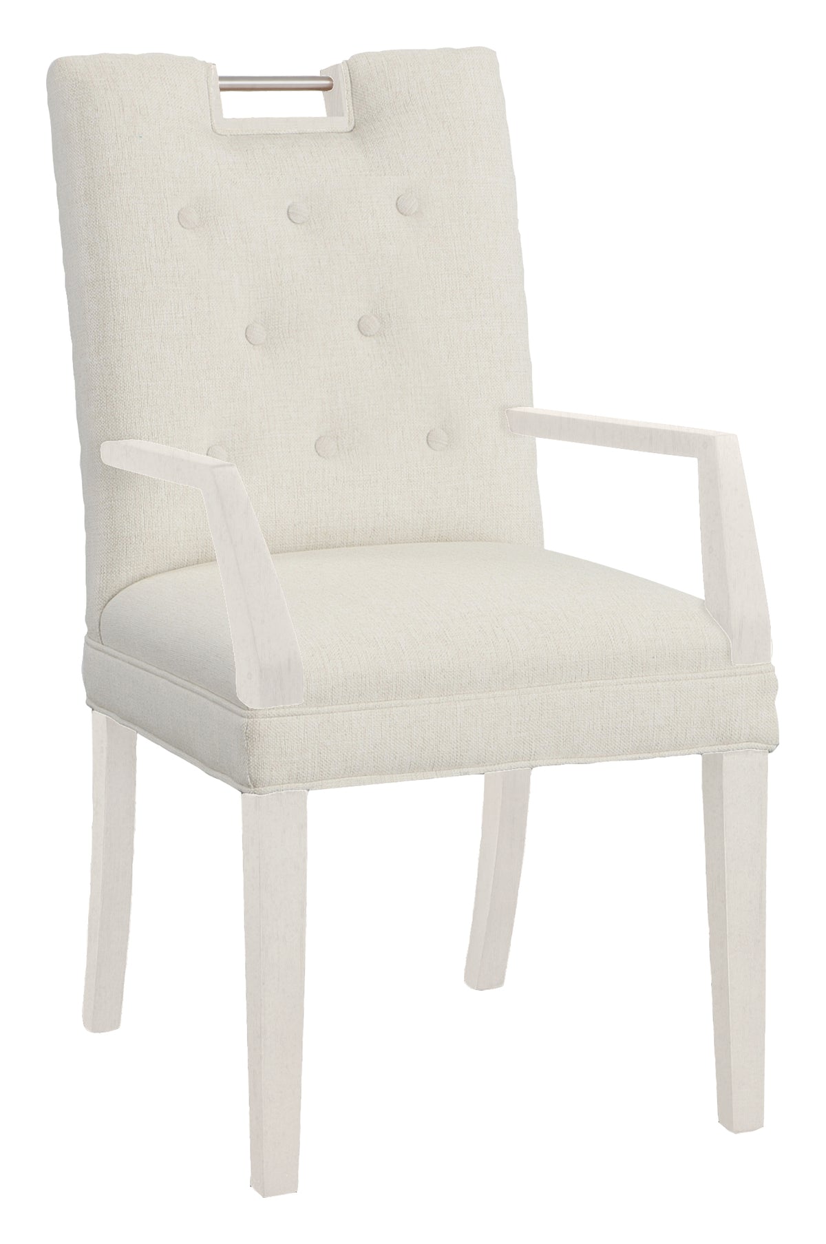 Nickel Metal Pull Short Button Back Leather Arm Chair (L-1262-04-S) - Fairfield Chair