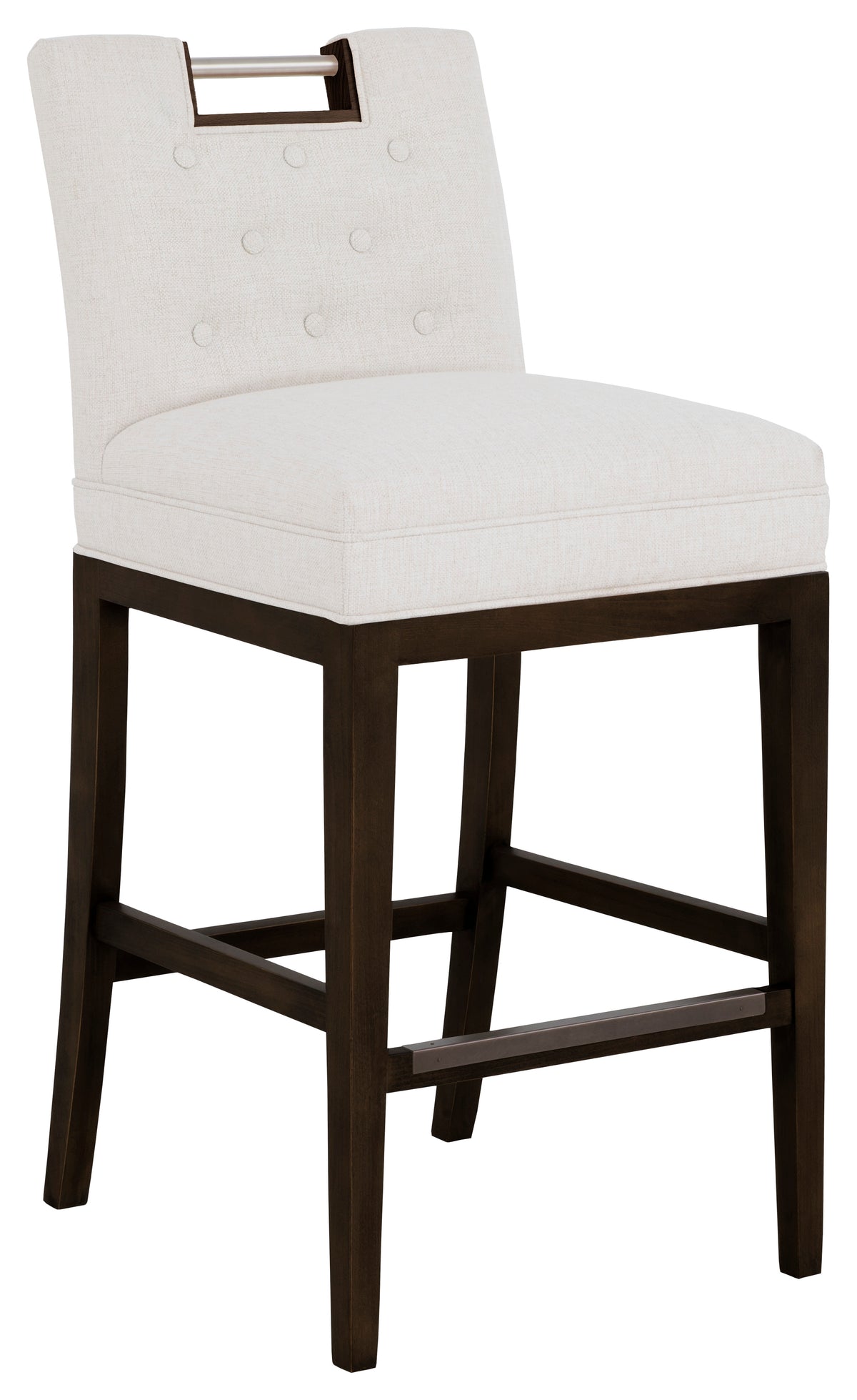 Nickel Metal Pull Short Button Back Bar Stool (1262-07-T) - Fairfield Chair