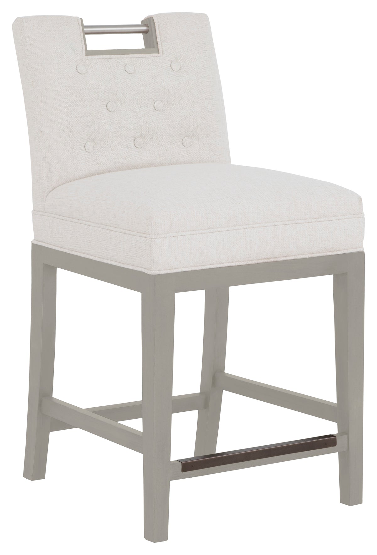 Nickel Metal Pull Short Button Back Leather Counter Stool (L-1262-C7-S) - Fairfield Chair