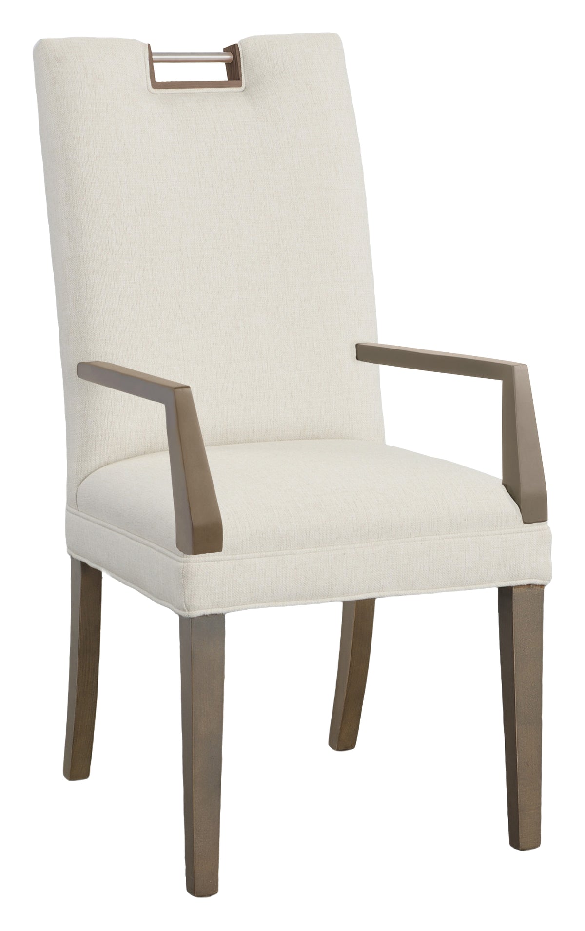 Nickel Metal Pull Tall Back Leather Arm Chair (L-1264-04-T) - Fairfield Chair