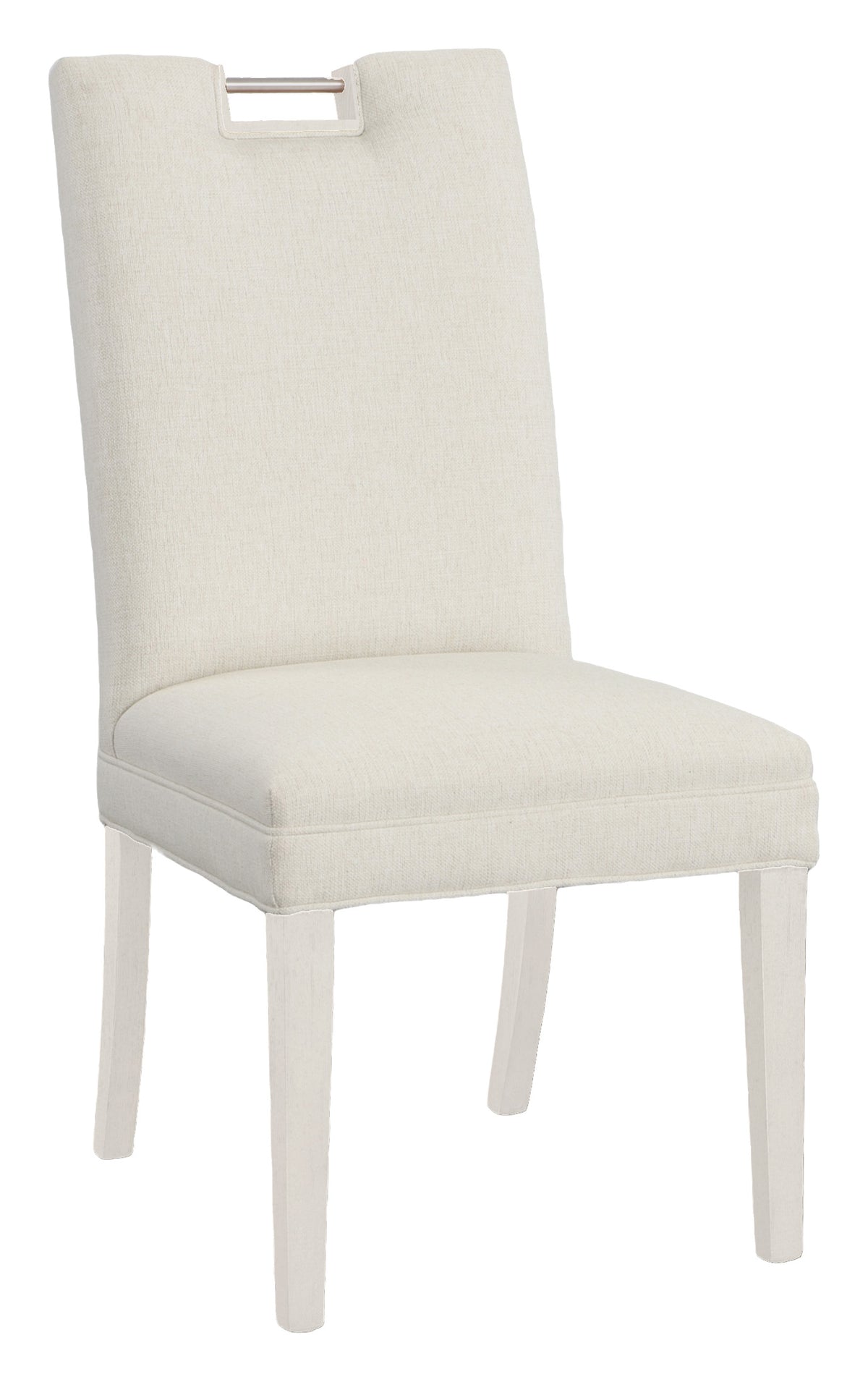 Nickel Metal Pull Tall Back Leather Side Chair (L-1264-05-L) - Fairfield Chair