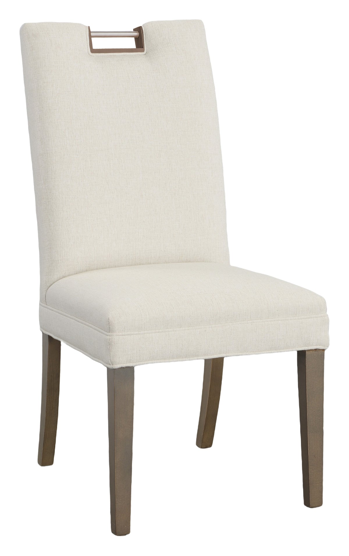 Nickel Metal Pull Tall Back Leather Side Chair (L-1264-05-M) - Fairfield Chair