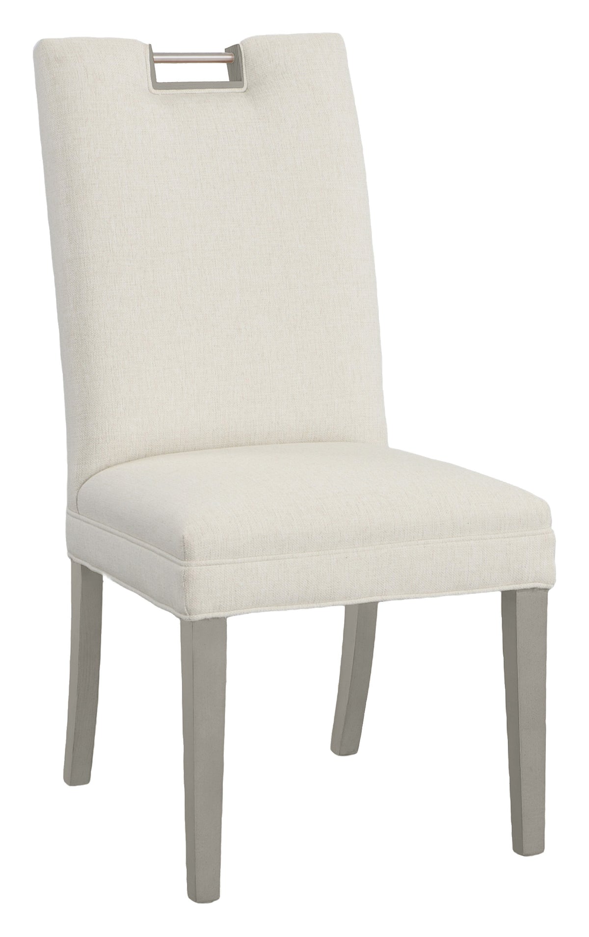 Nickel Metal Pull Tall Back Leather Side Chair (L-1264-05-S) - Fairfield Chair