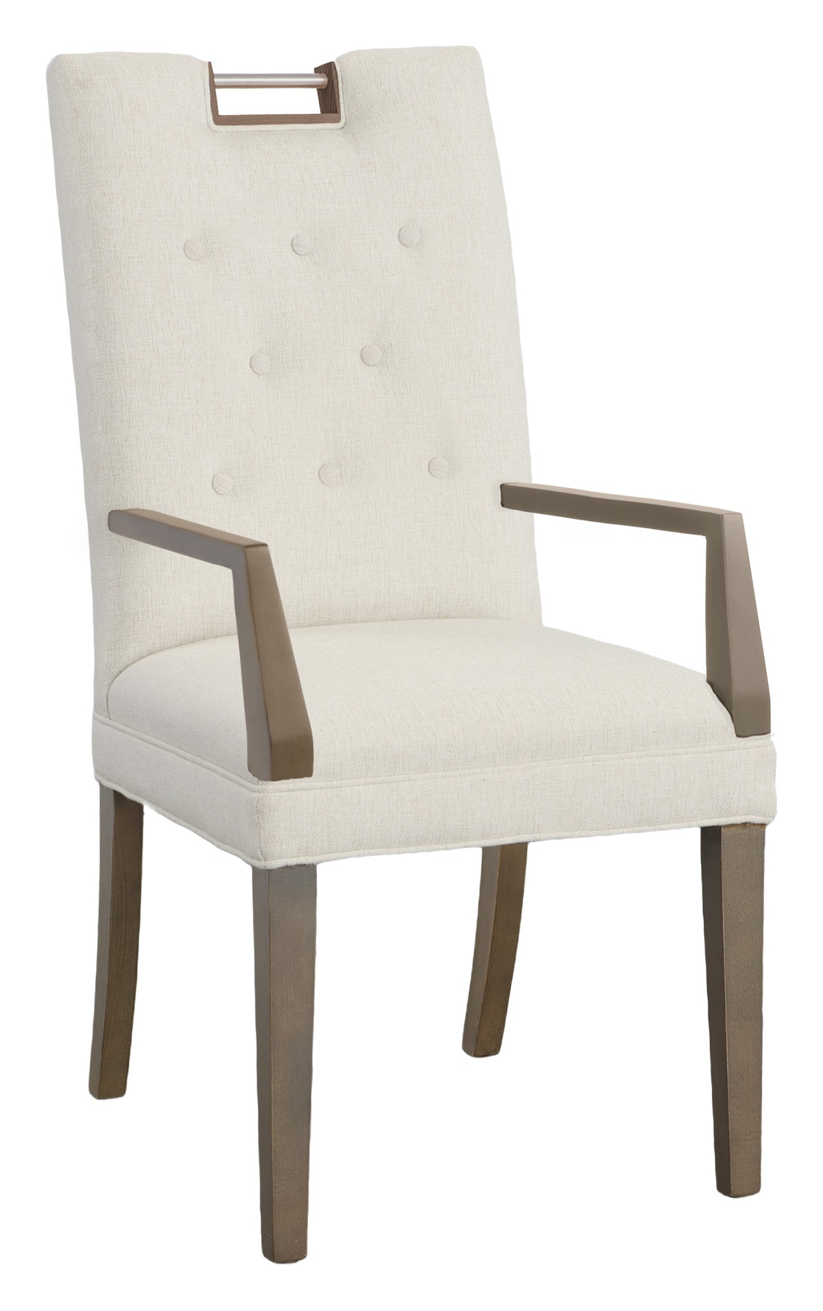Nickel Metal Pull Tall Button Back Leather Arm Chair (L-1266-04-M) - Fairfield Chair