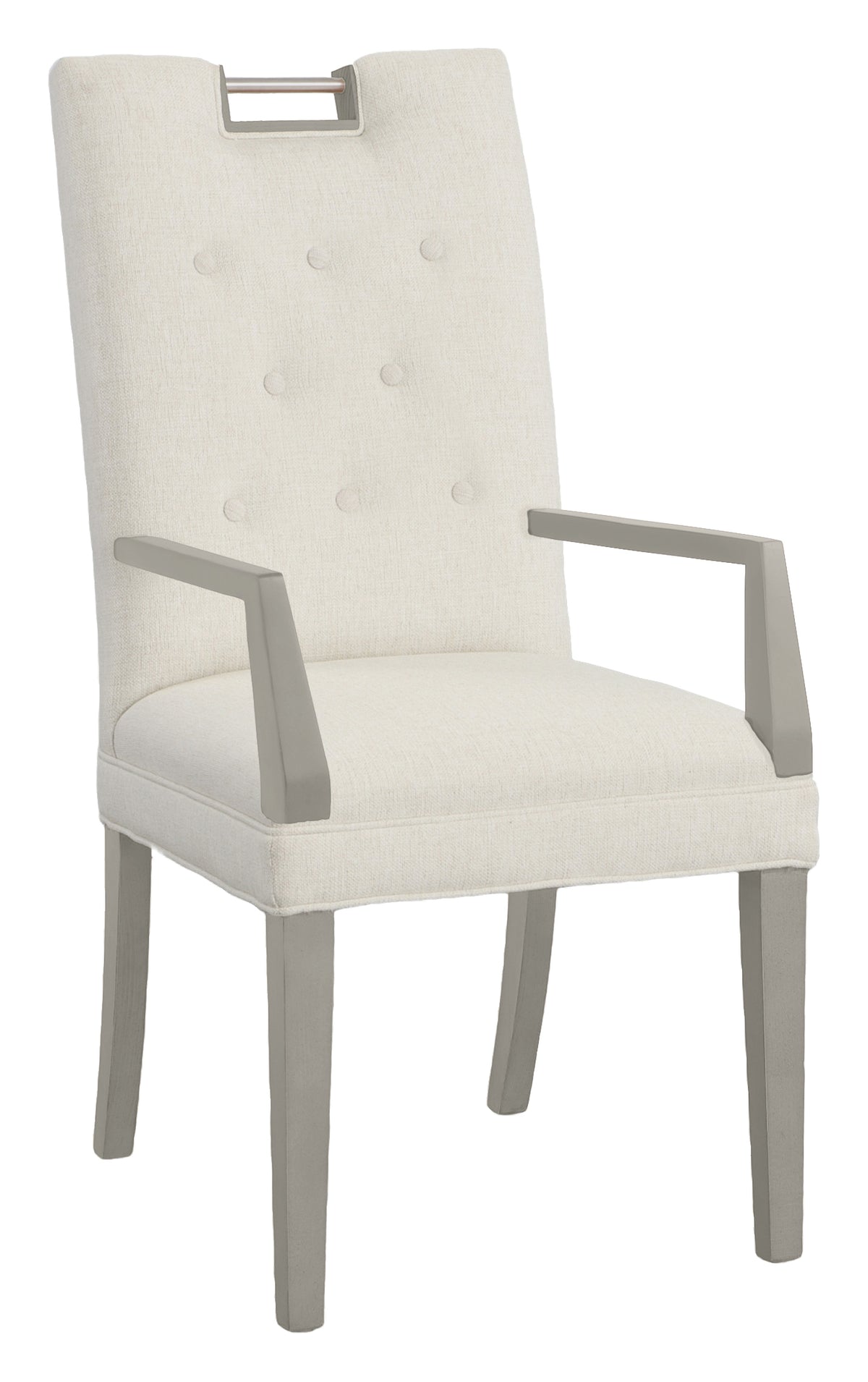 Nickel Metal Pull Tall Button Back Leather Arm Chair (L-1266-04-S) - Fairfield Chair