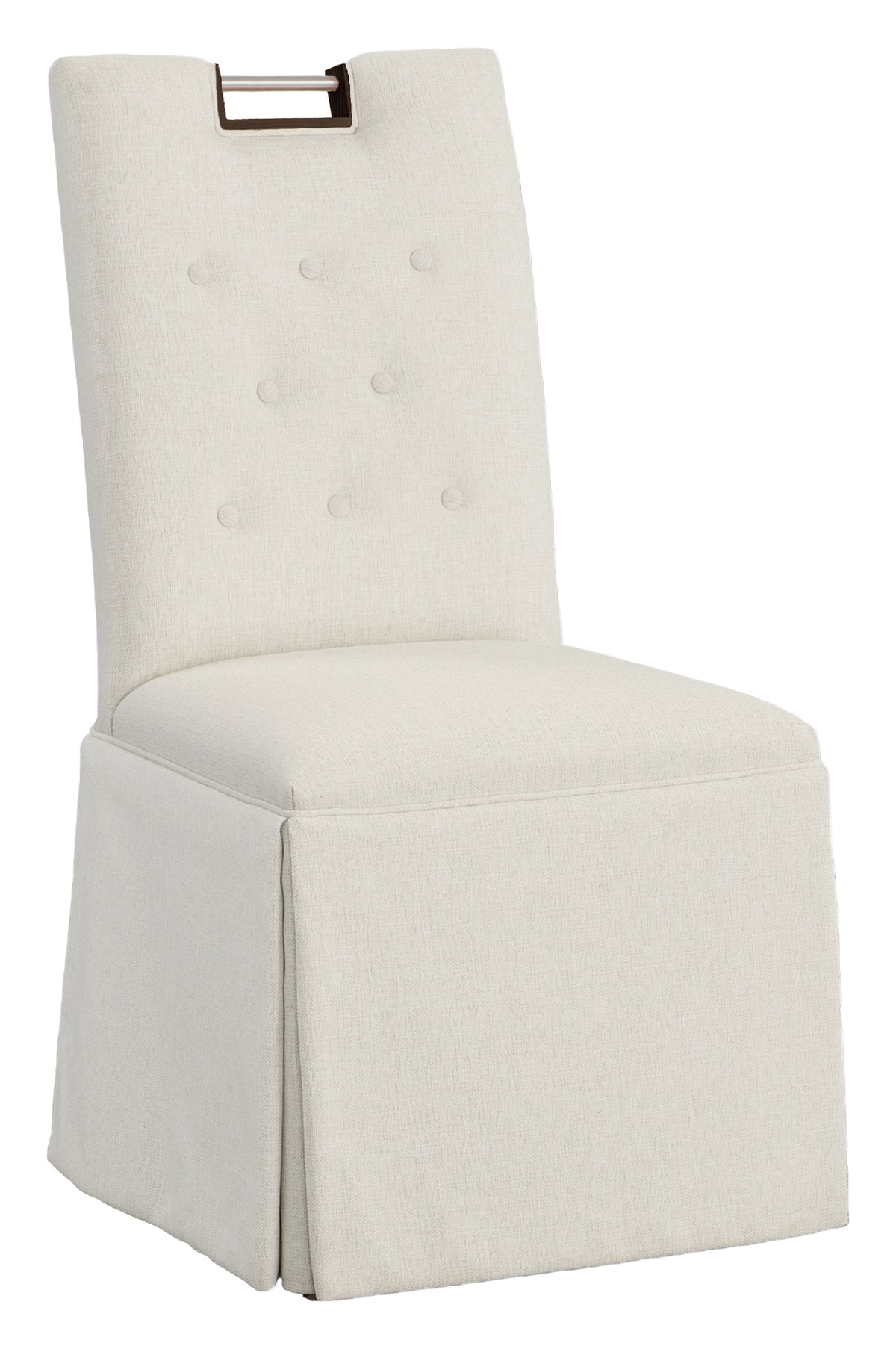 Nickel Metal Pull Tall Button Back Skirted Side Chair (1267-05-T) - Fairfield Chair