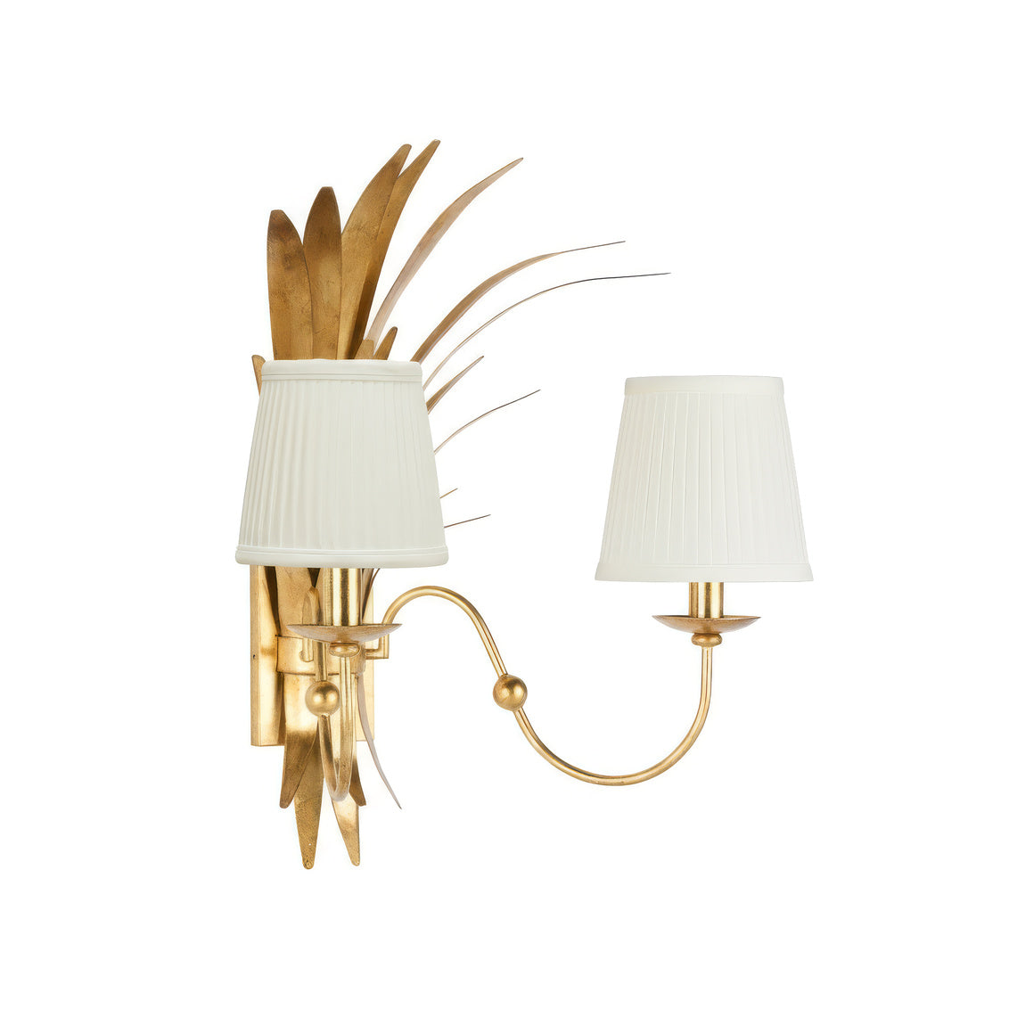 Wheat Sconce - Gold Electrified w/ Shades in Antique Gold Leaf / Metal - Chelsea House