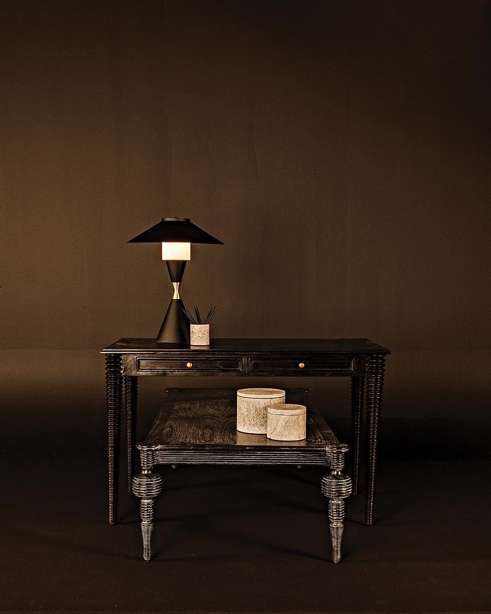 Leonardo Desk in Charcoal Black — Noir Furniture