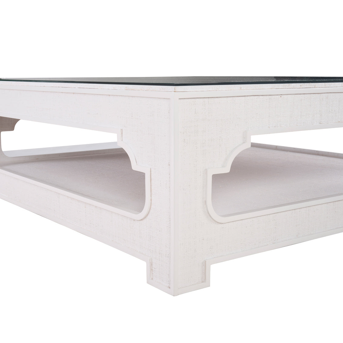 Yangon Coffee Table - White in White/Clear / Raffia - Chelsea House