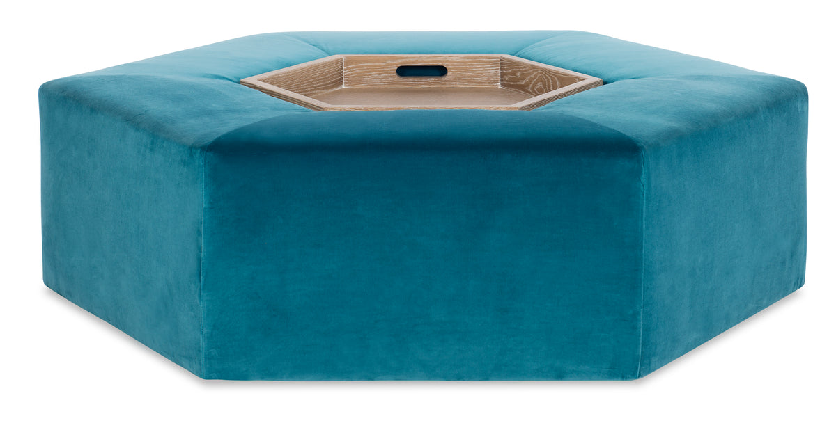 Menil Cocktail Ottoman - Oak Tray & Casters