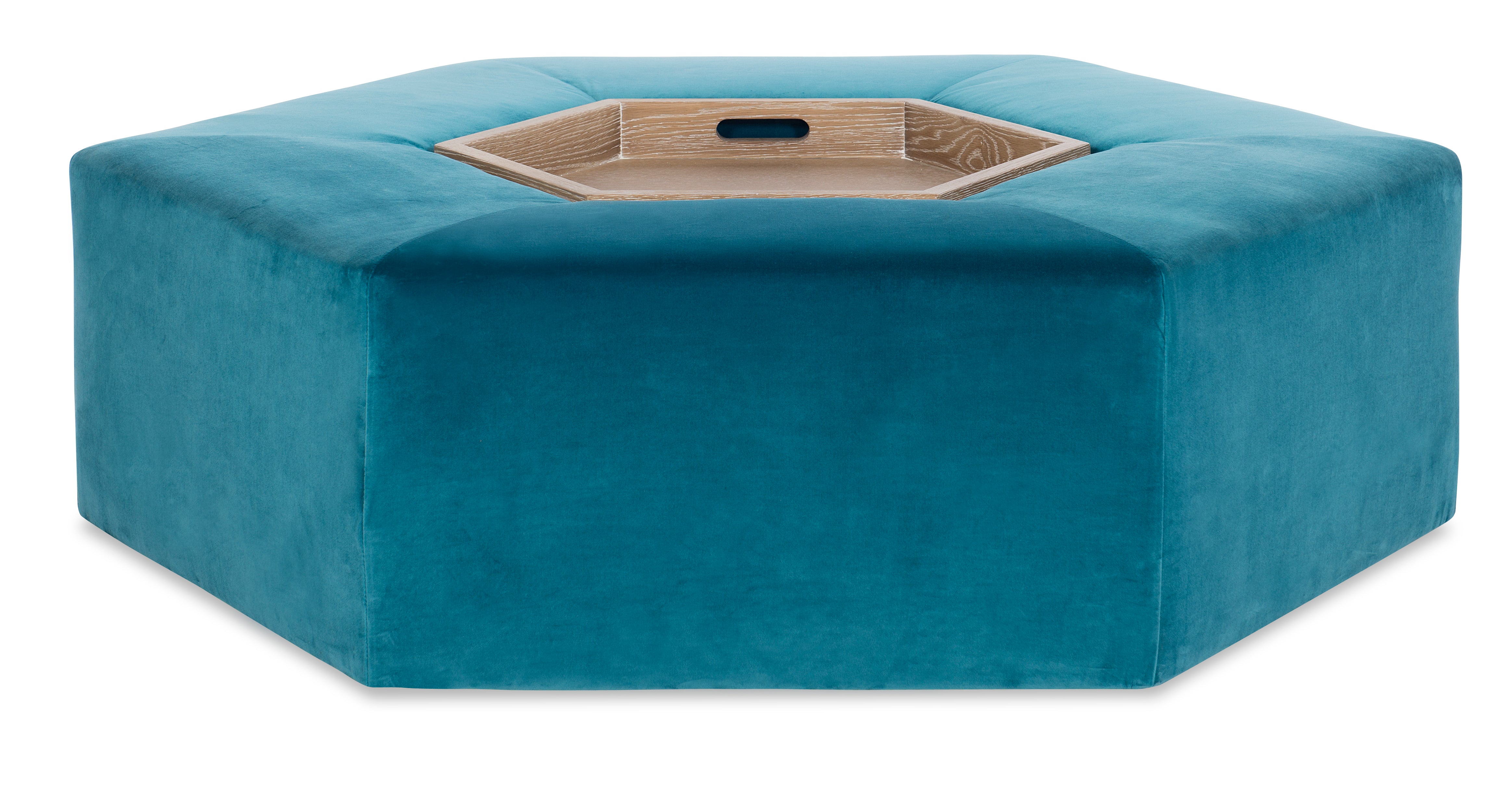 Menil Cocktail Ottoman - Oak Tray & Casters