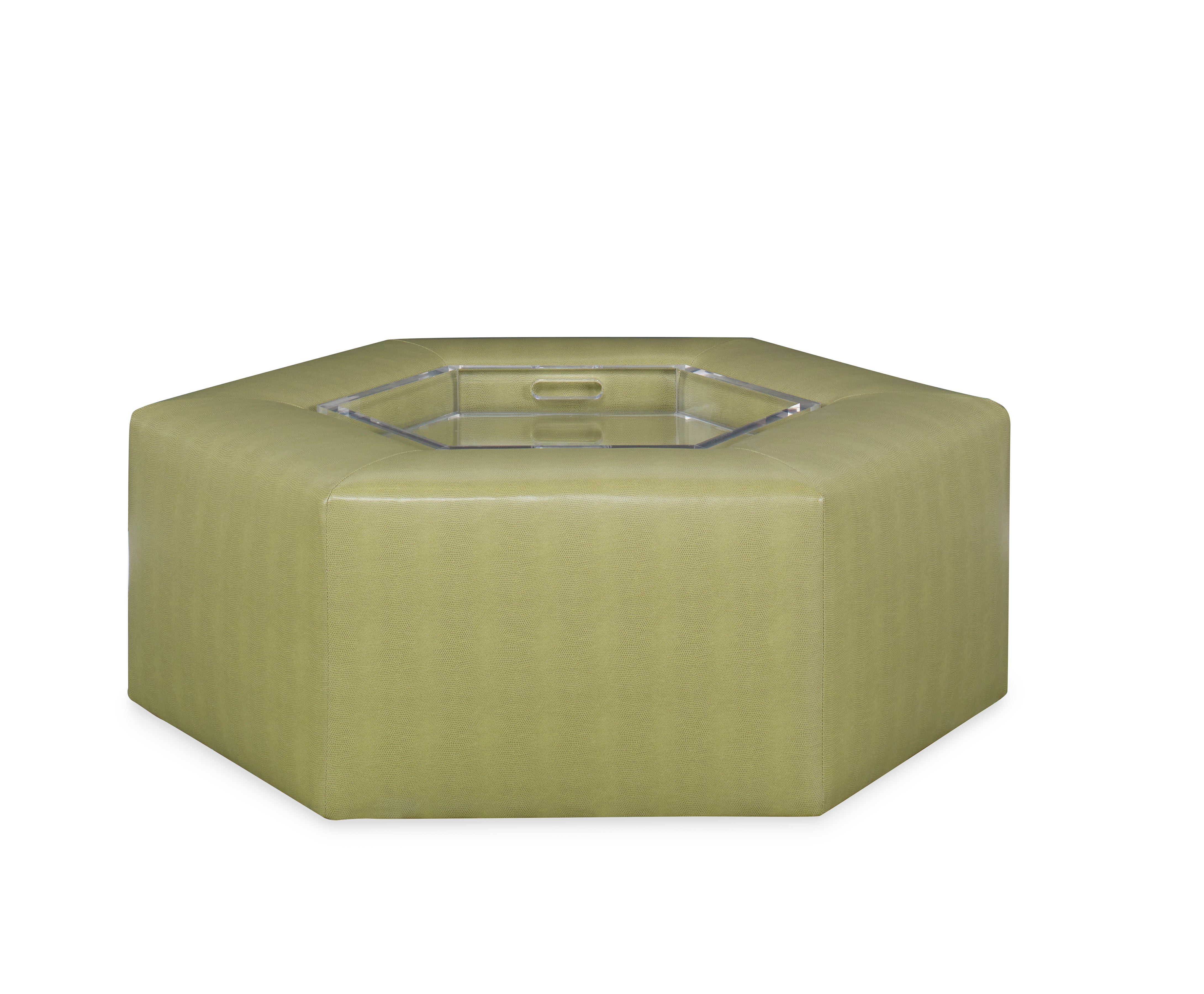 Menil Cocktail Ottoman - Acrylic Tray & Casters