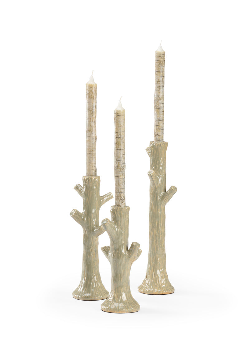 Faux Bois Candlesticks - Green (S3)