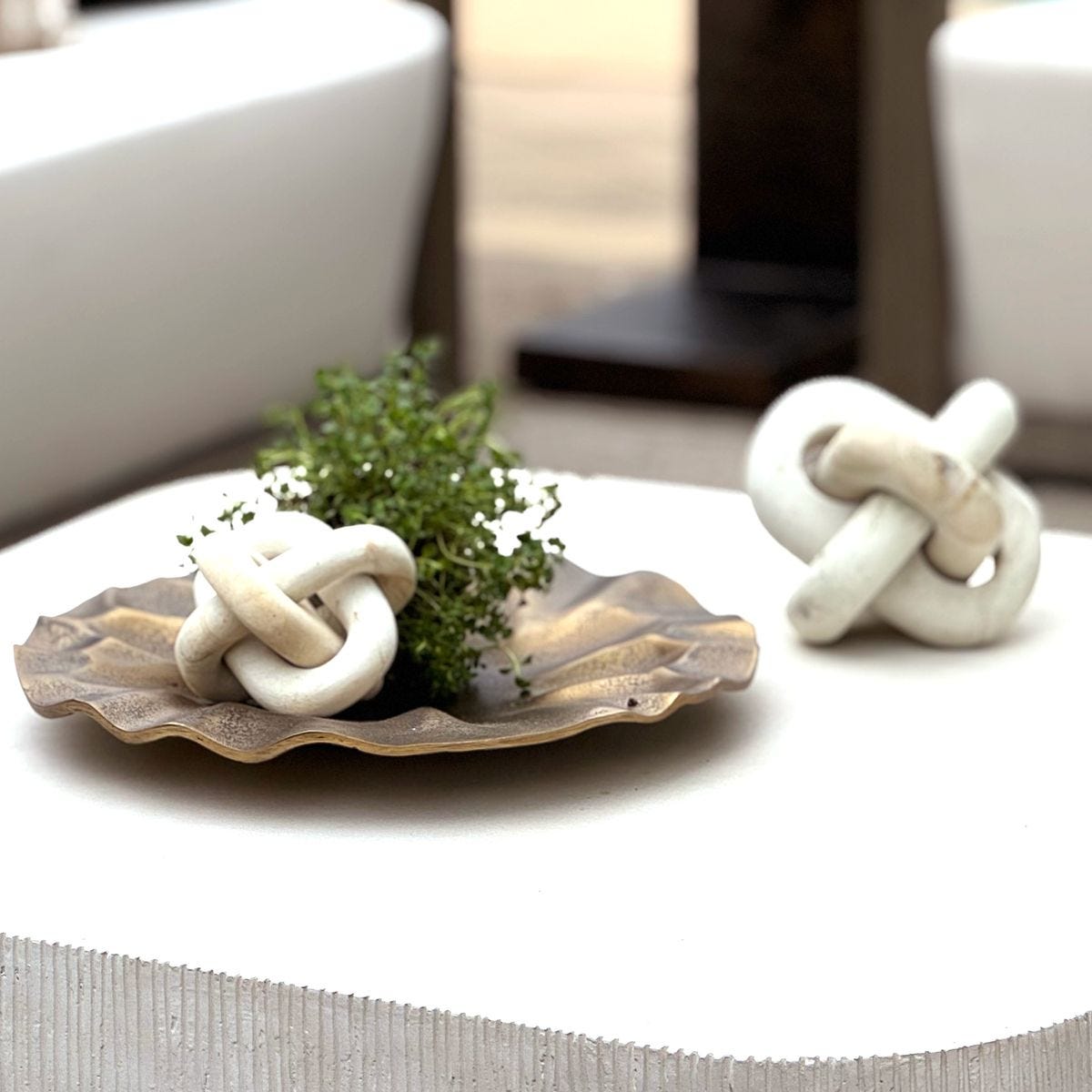 Limestone Link Indoor-Outdoor Sculptures, S/2