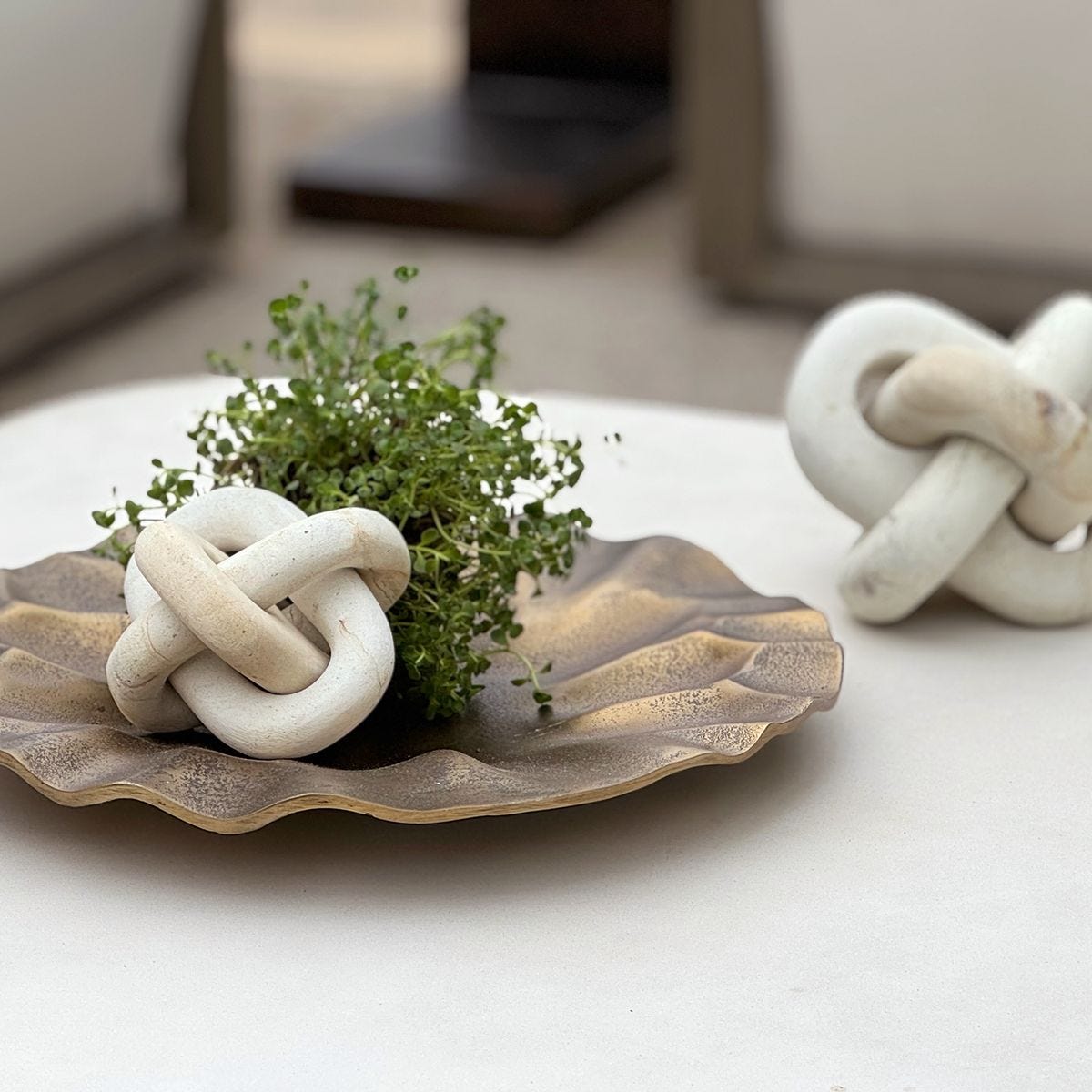 Limestone Link Indoor-Outdoor Sculptures, S/2