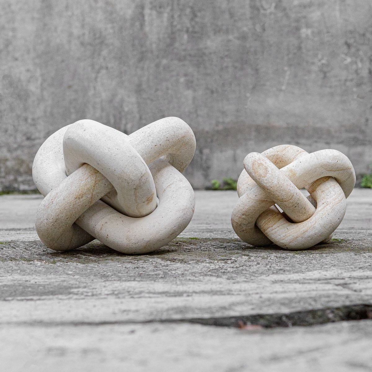 Limestone Link Indoor-Outdoor Sculptures, S/2