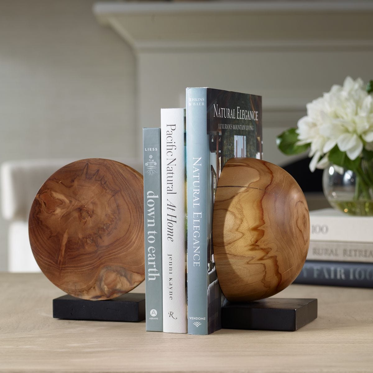 Teak and Noir Bookends, S/2