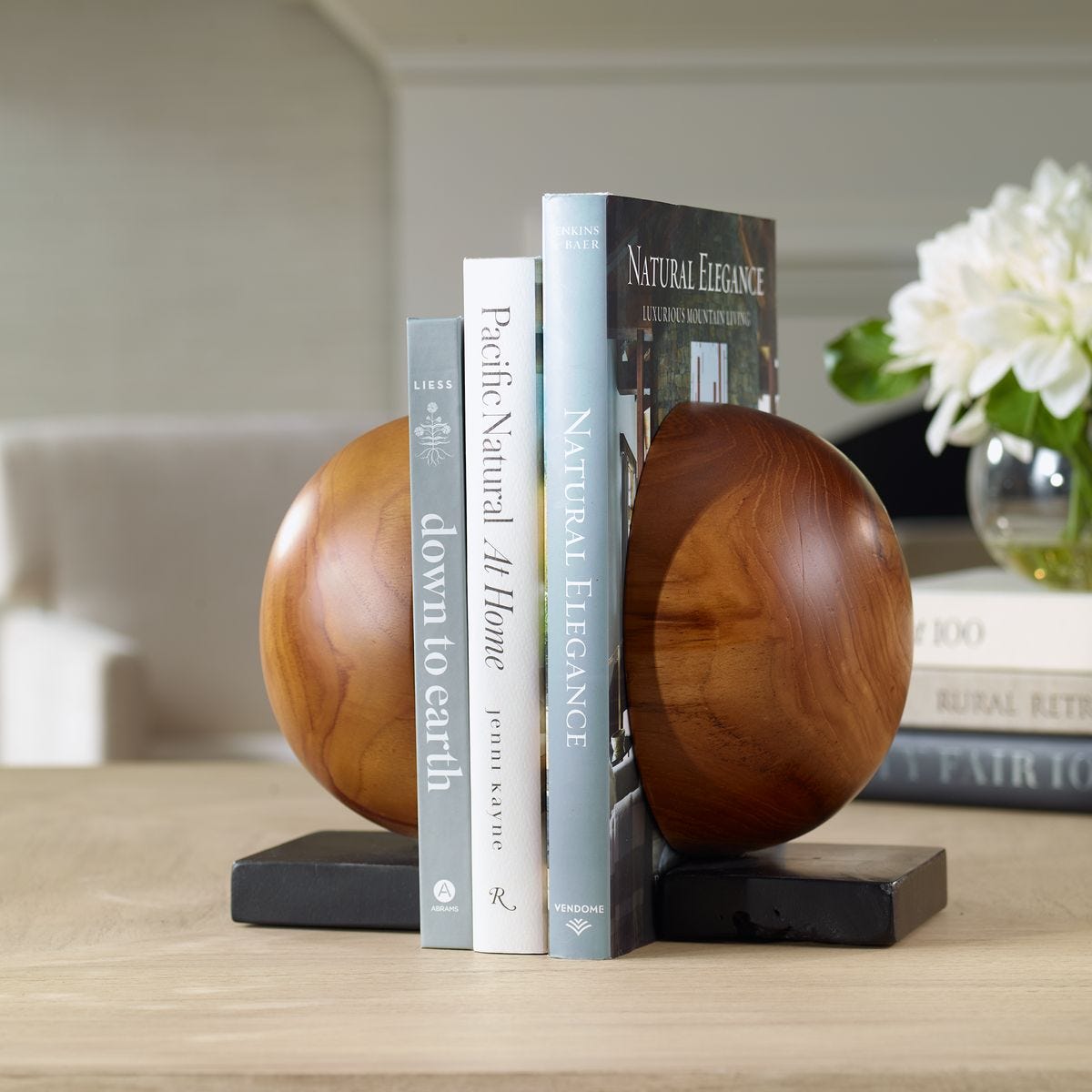 Teak and Noir Bookends, S/2