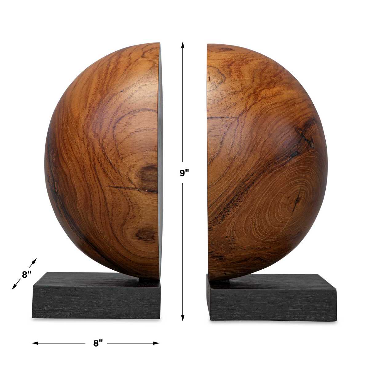 Teak and Noir Bookends, S/2