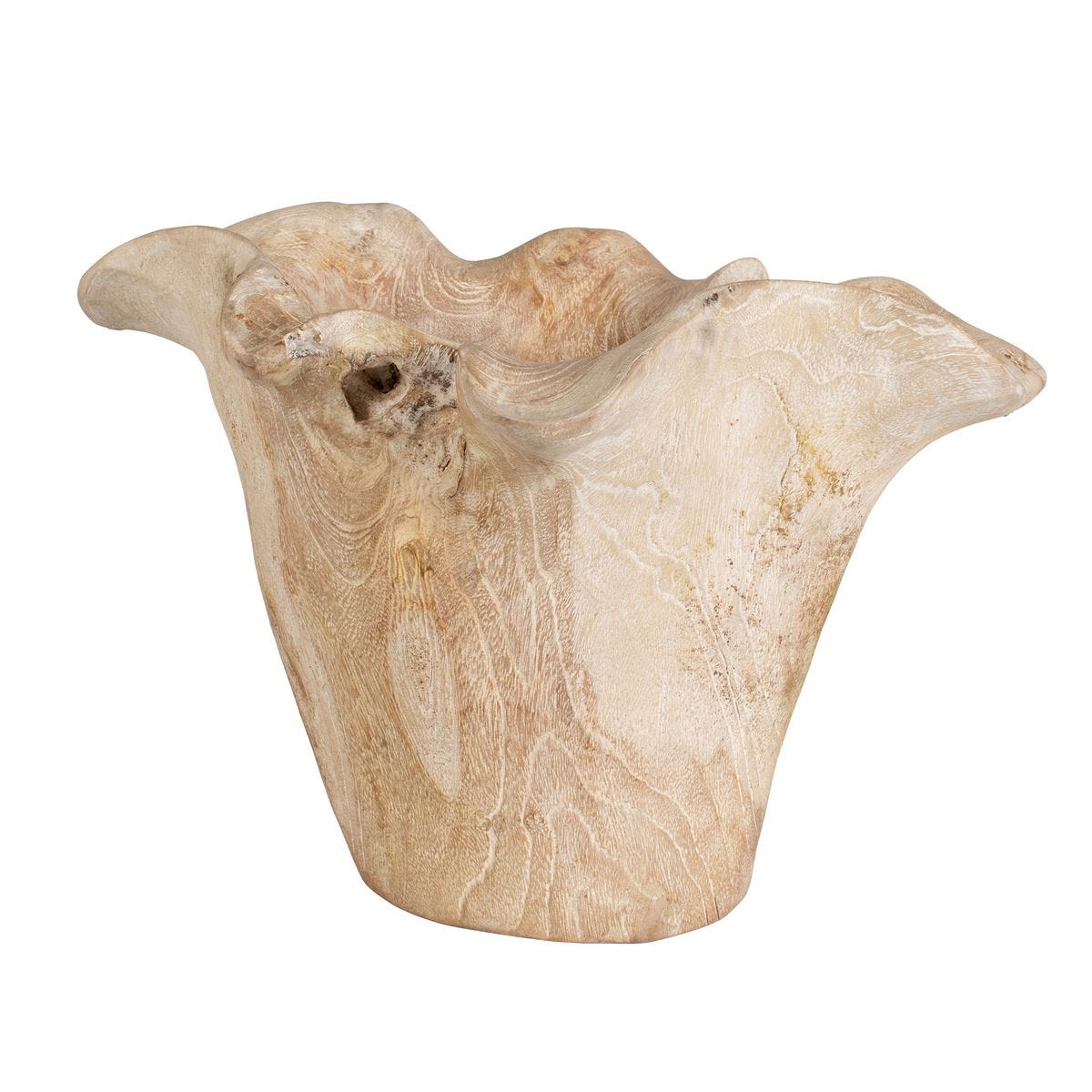 Teak Flow Indoor-Outdoor Bowl, White Wash