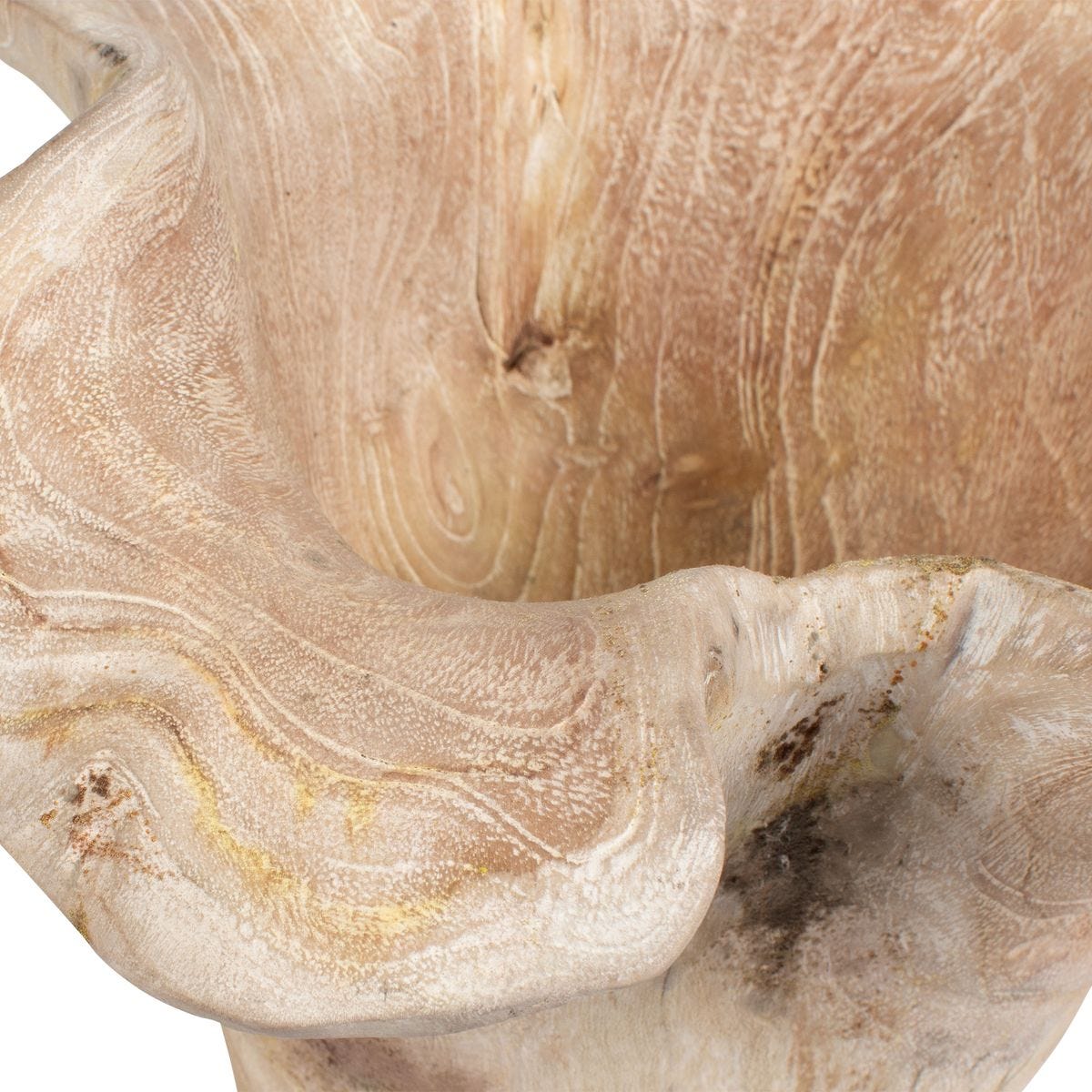 Teak Flow Indoor-Outdoor Bowl, White Wash