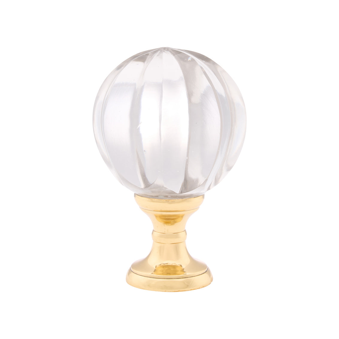 Ribbed Hand Blown Finial - Brass in Clear/Polished Brass / Glass - Chelsea House