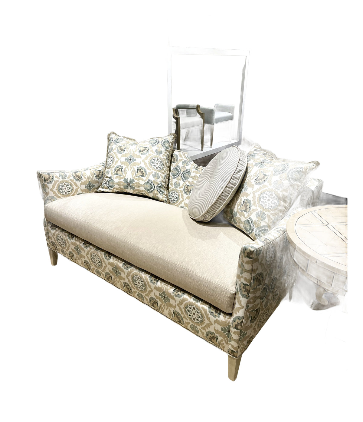 Fauna Settee in Mckenzie Celadon