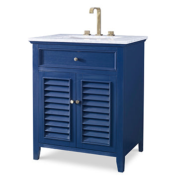 Louvered Medium Sink Chest - Cadet Blue