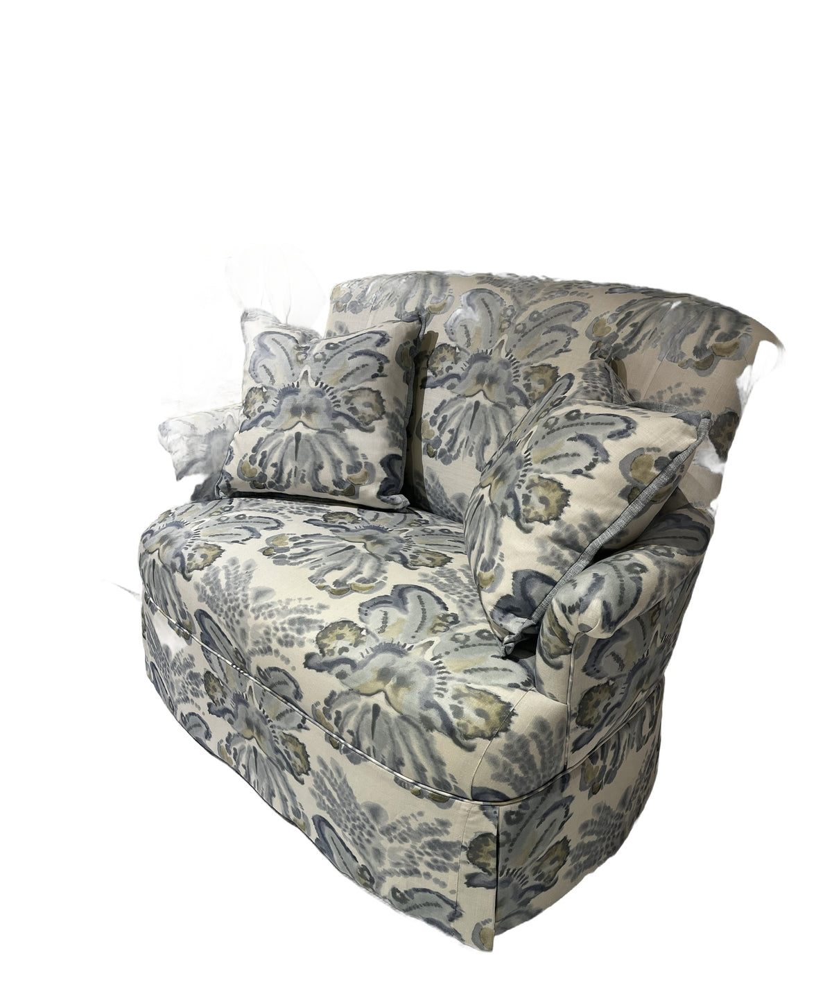 Fitzroy Skirted Settee in Rorschach Spa