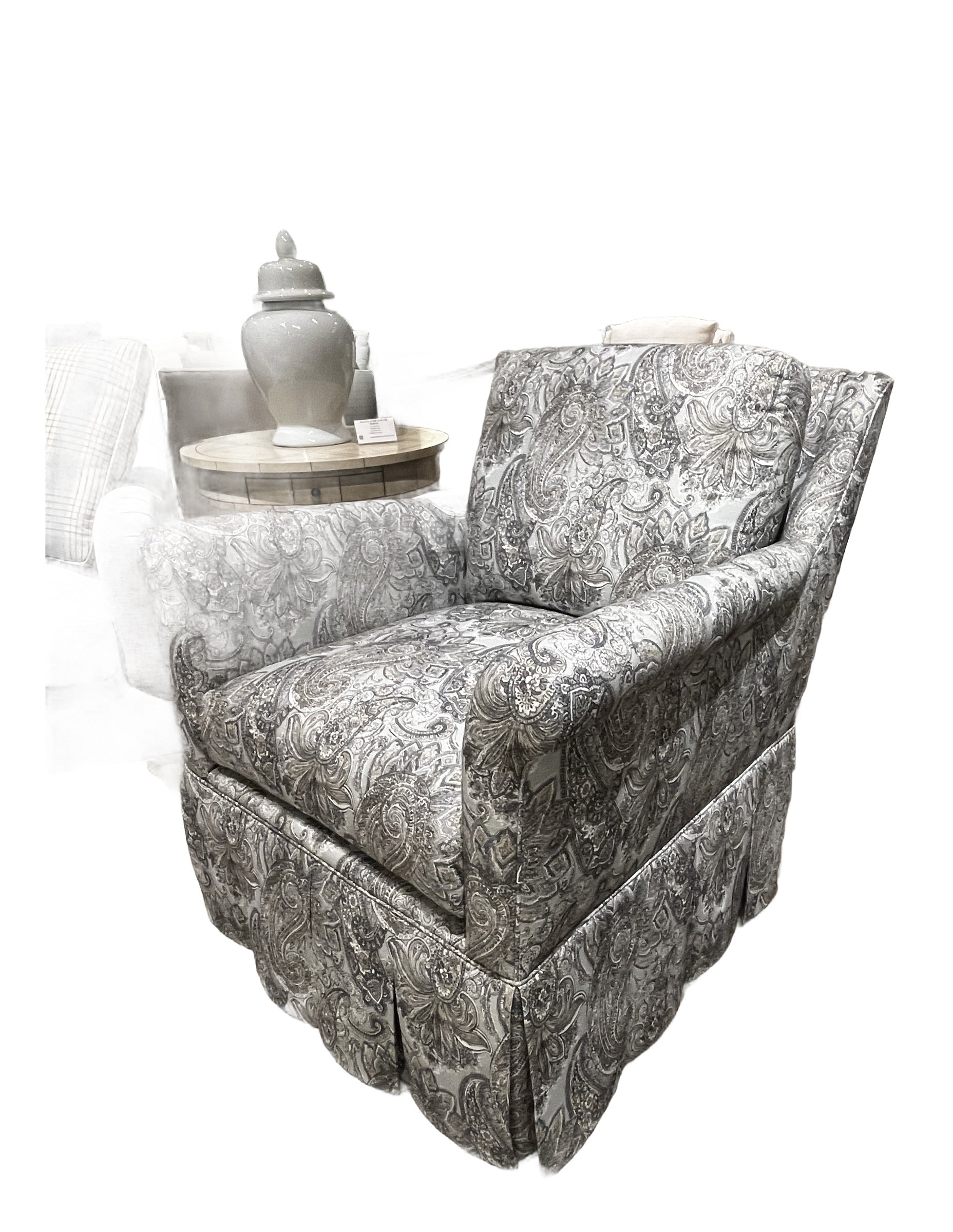 Ensemble Skirted Chair in Blaine Mineral