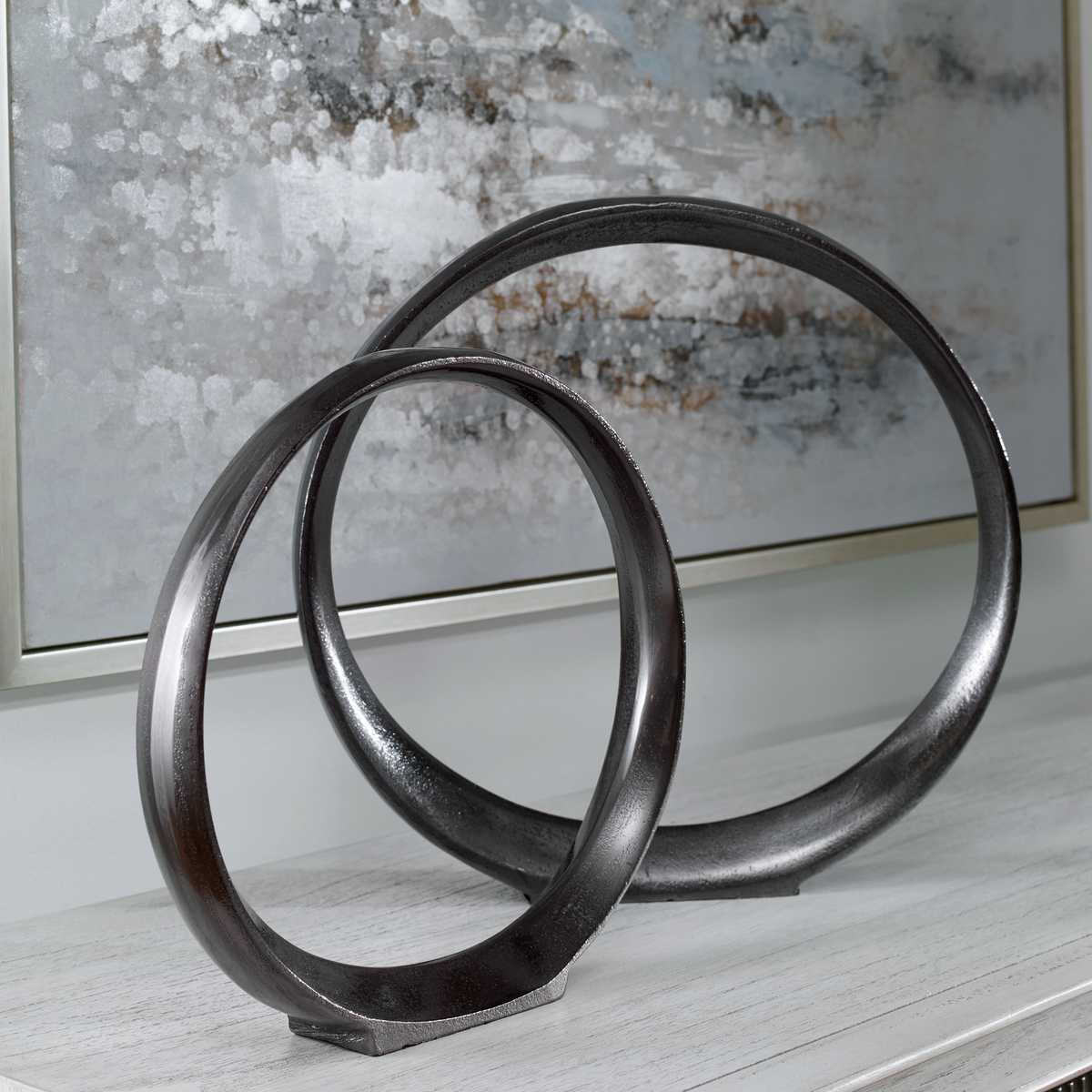 Orbits Ring Indoor-Outdoor Sculptures, Black Nickel, S/2