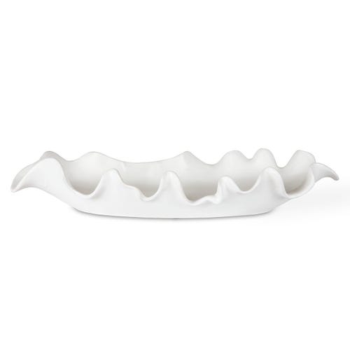 Ruffled Feathers Indoor-Outdoor Bowl, White