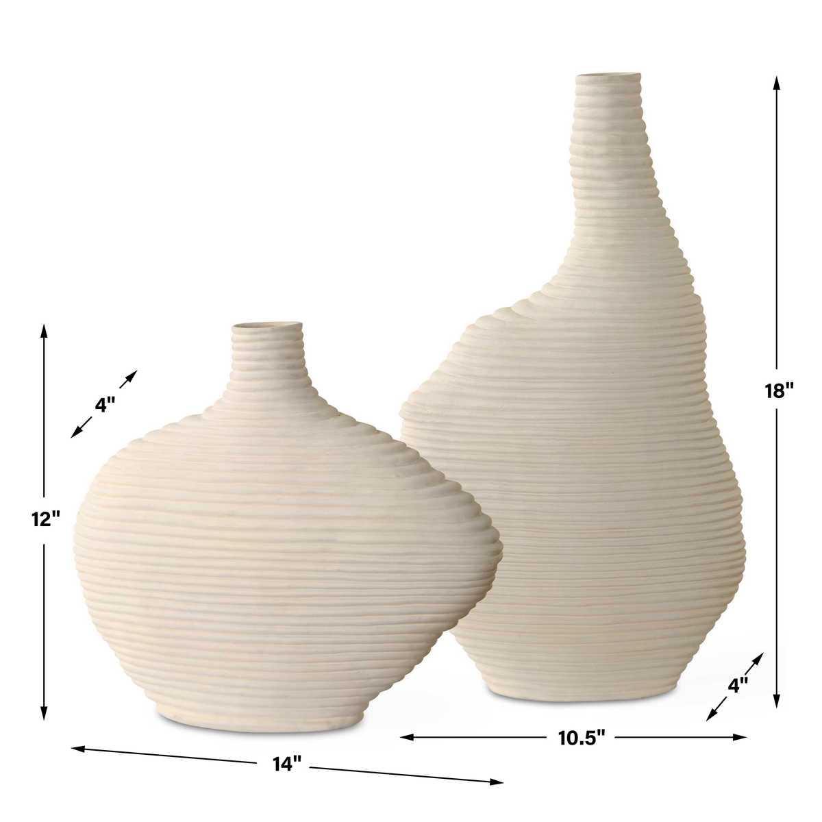 Duostacked Vases, White, S/2
