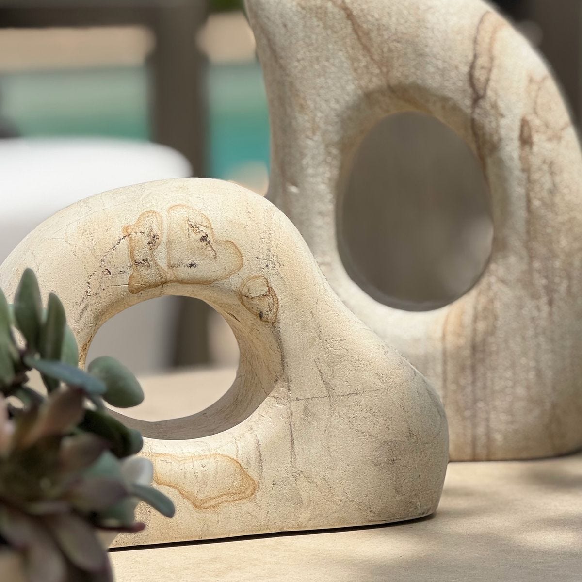 Stone Flow Indoor-Outdoor Sculptures, S/2