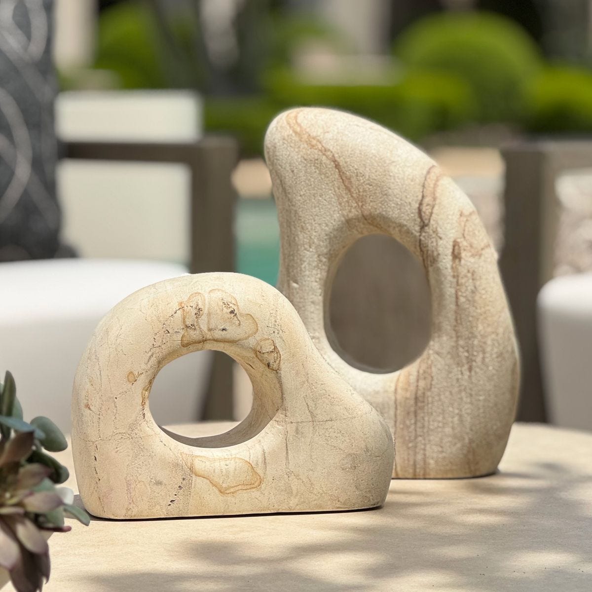 Stone Flow Indoor-Outdoor Sculptures, S/2