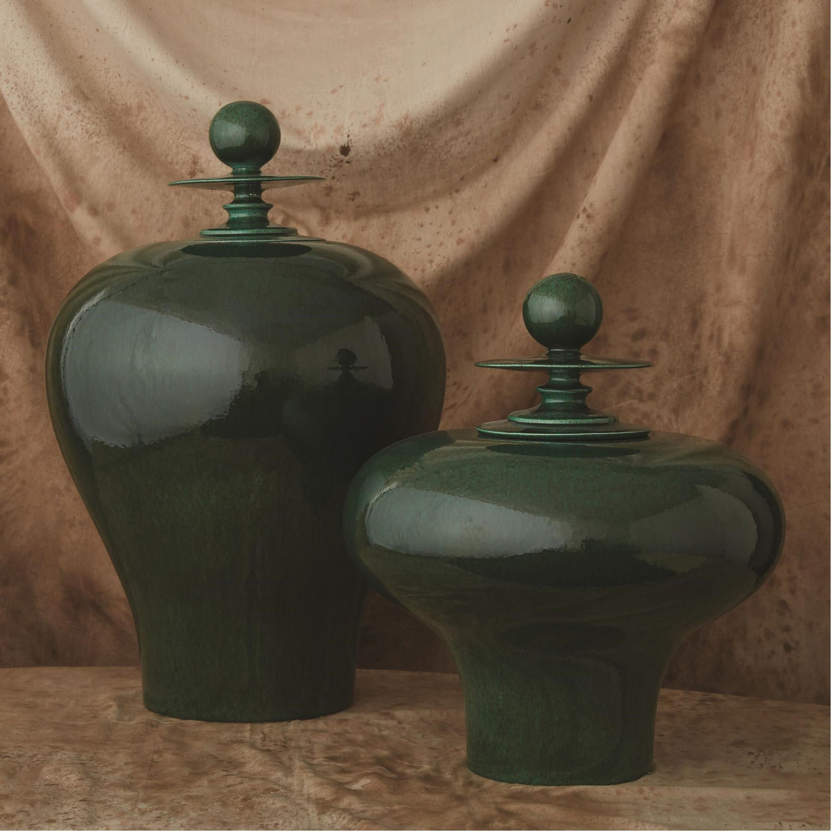 Happy Temple Jar-Emerald-Tall