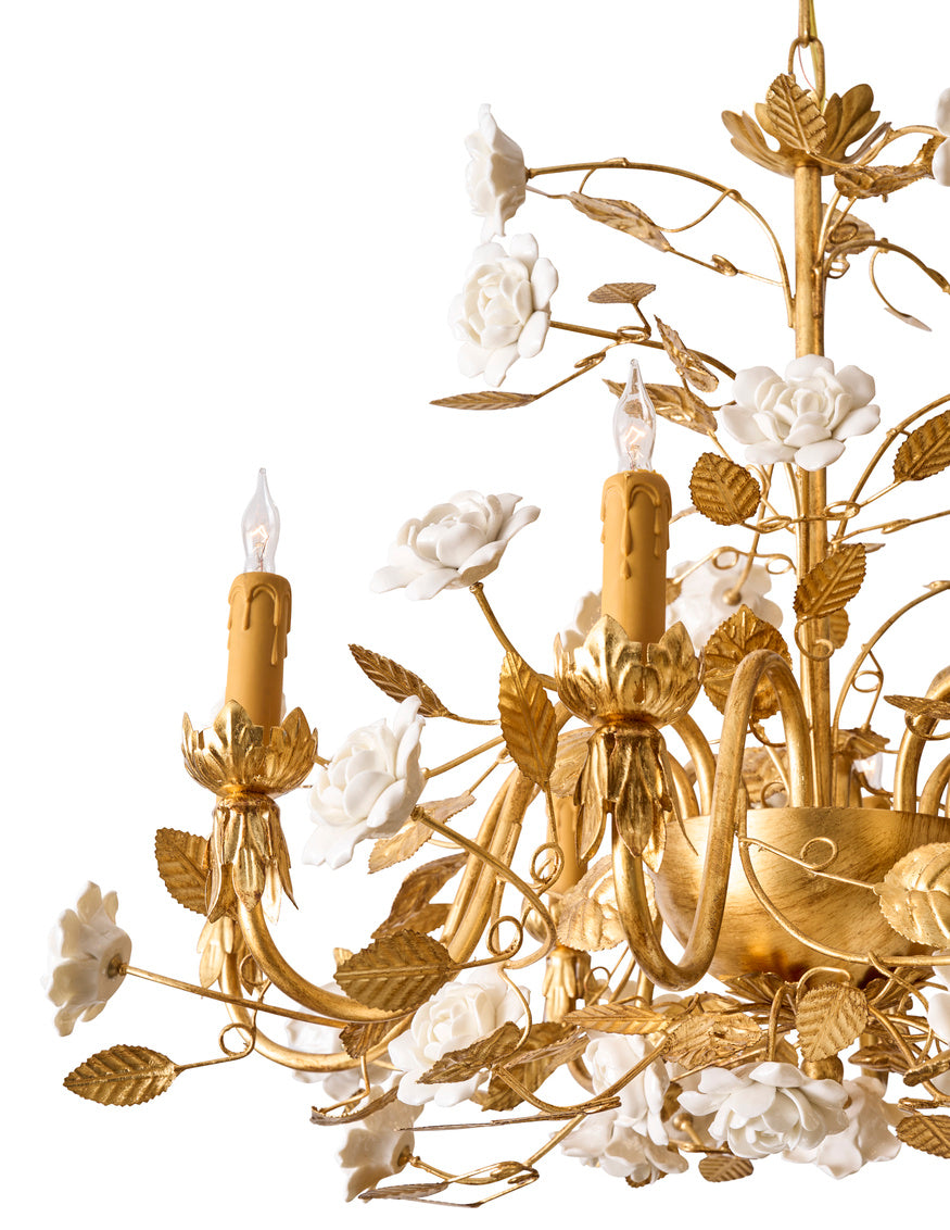 Queensland Chandelier in Antique Gold/White / Iron - Chelsea House