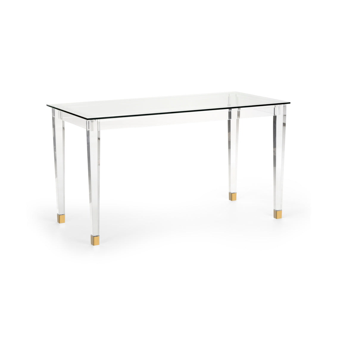 Acrylic Denver Desk Brass in Clear/Beveled / Acrylic - Chelsea House