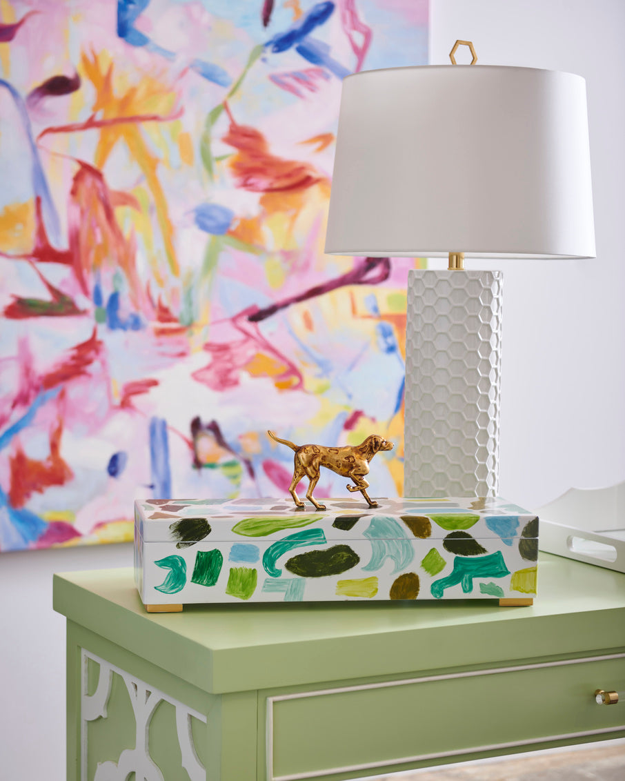 April Honeycomb Lamp - White in White Glaze / Ceramic/Porcelain - Chelsea House