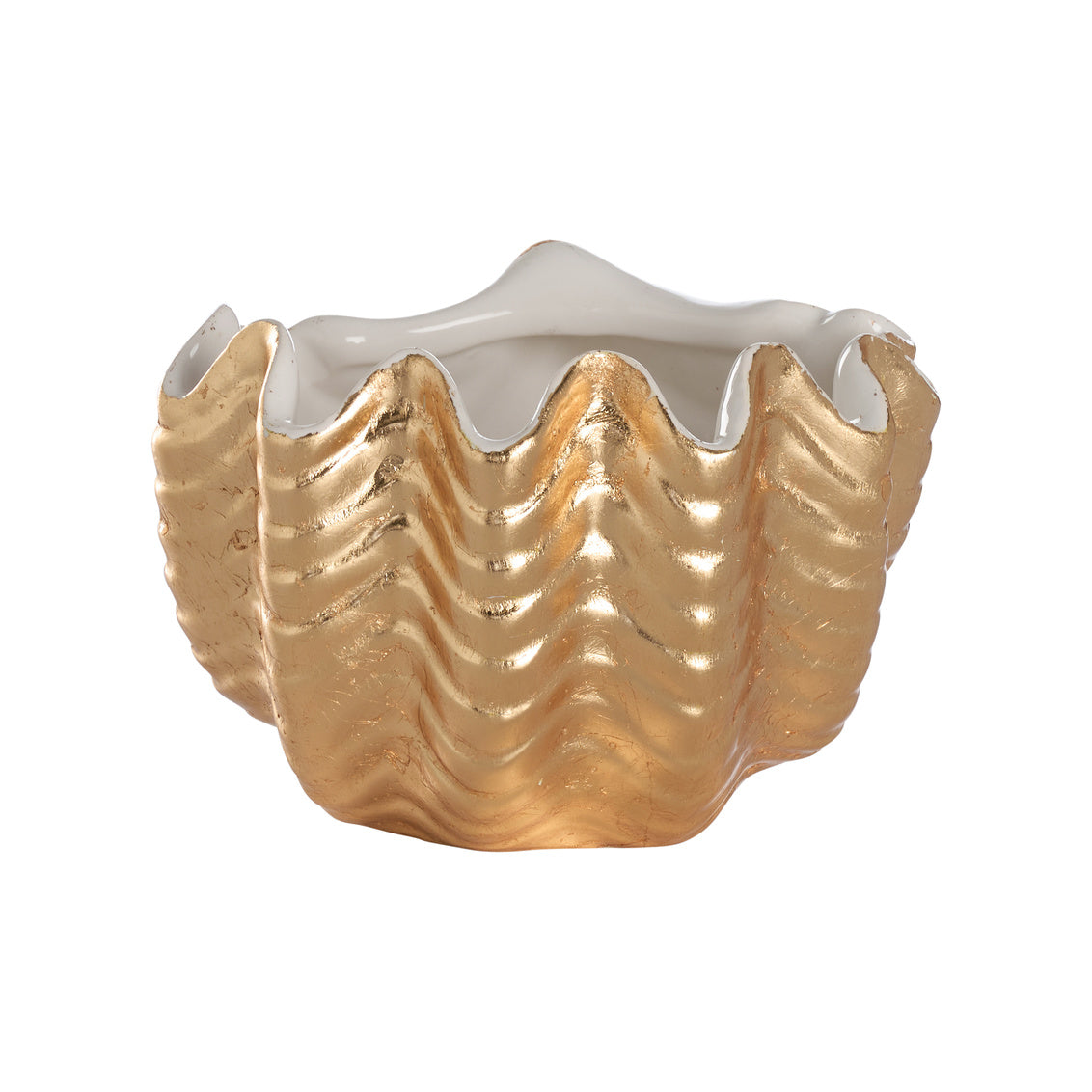 Venus Oyster Bowl (Sm) - Gold in White Glaze/Gold Leaf / Ceramic/Porcelain - Chelsea House