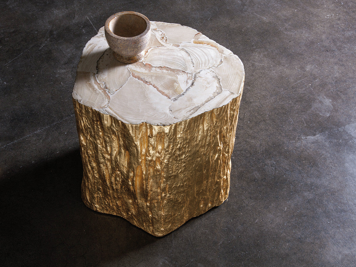 Trunk Segment Spot Table - Gold Leaf
