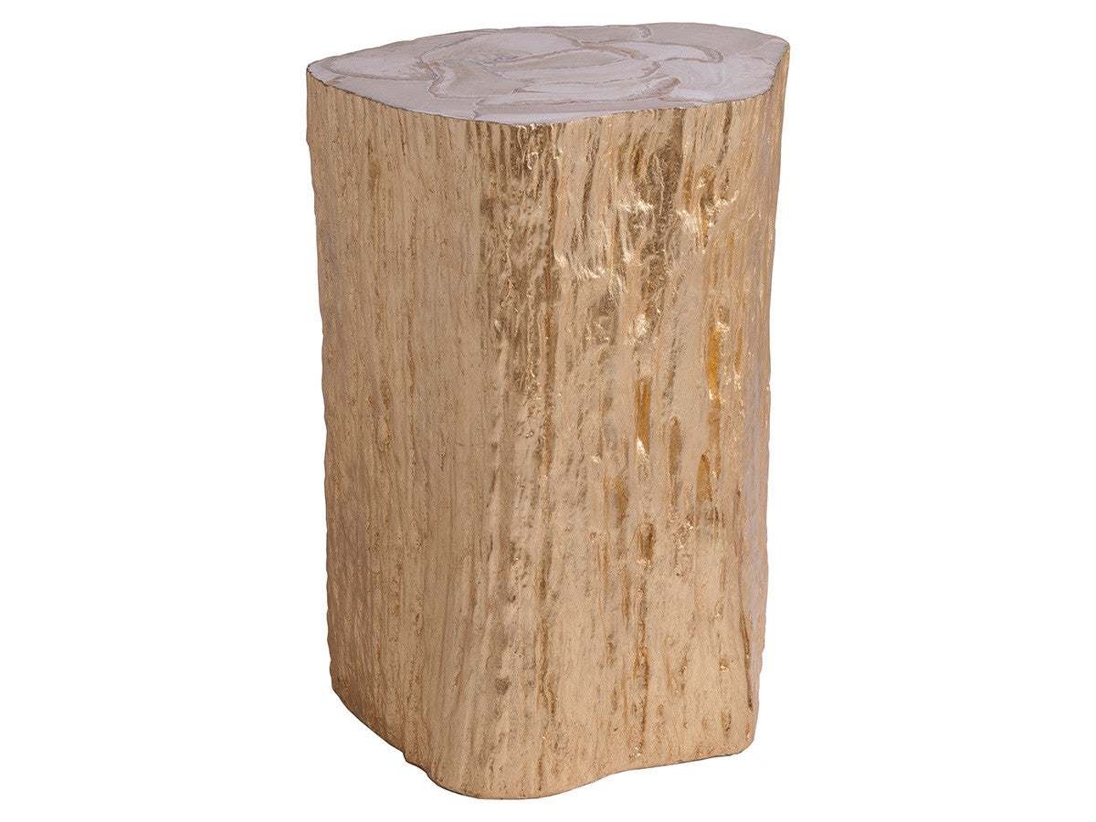 Trunk Segment Accent Table - Gold Leaf