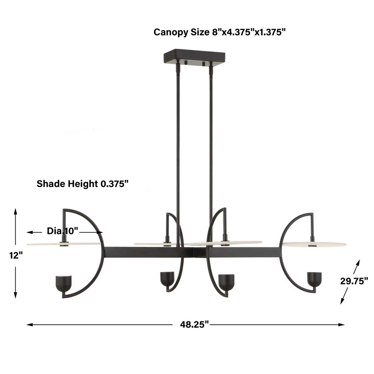 Kyoto, 4 Lt  Linear LED Chandelier