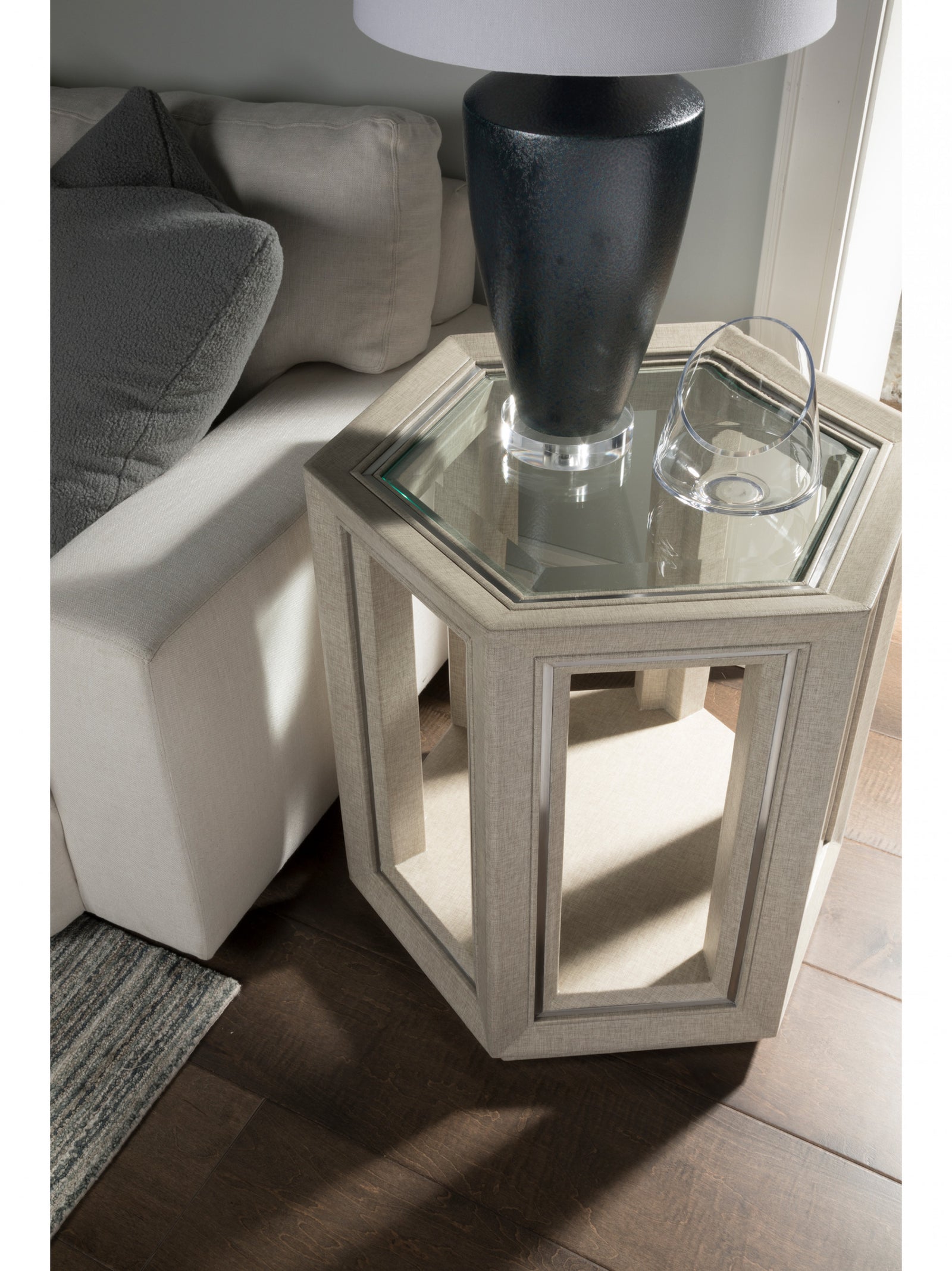 Zeitgeist Linen Hexagonal End Table