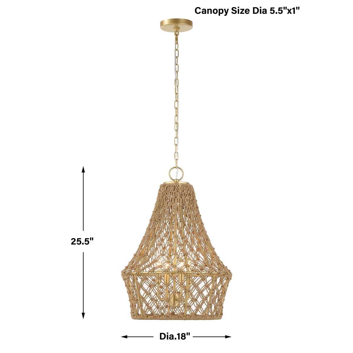 Macrame, 4 Lt Pendant